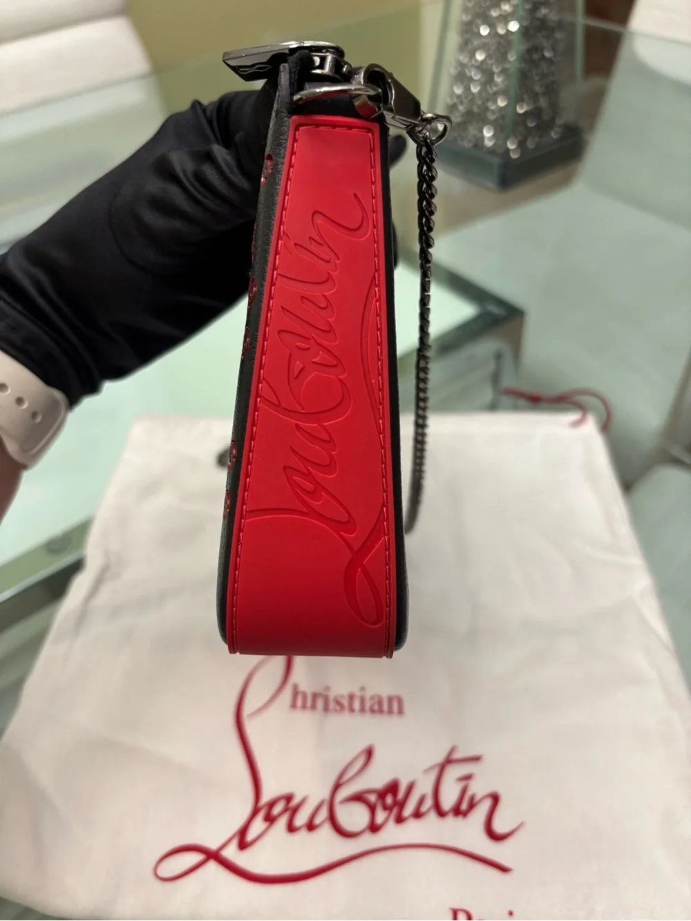 Authentic Christian Louboutin Loubila Leather Clutch